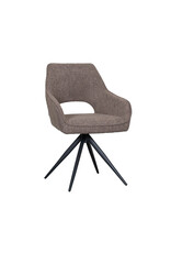 Damn LABEL51 Eetkamerstoel Finley - Bruin - Boucle - Zwart Metalen Frame