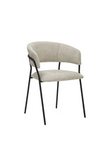 Damn LABEL51 Eetkamerstoel Luuk - Naturel - Chenille - Zwart Metalen Frame