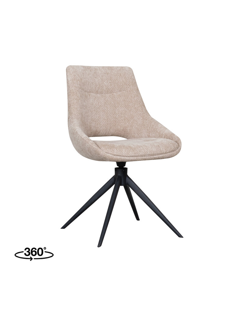 Damn LABEL51 Eetkamerstoel Marlow - Clay - Chenille - Zwart Metalen Frame