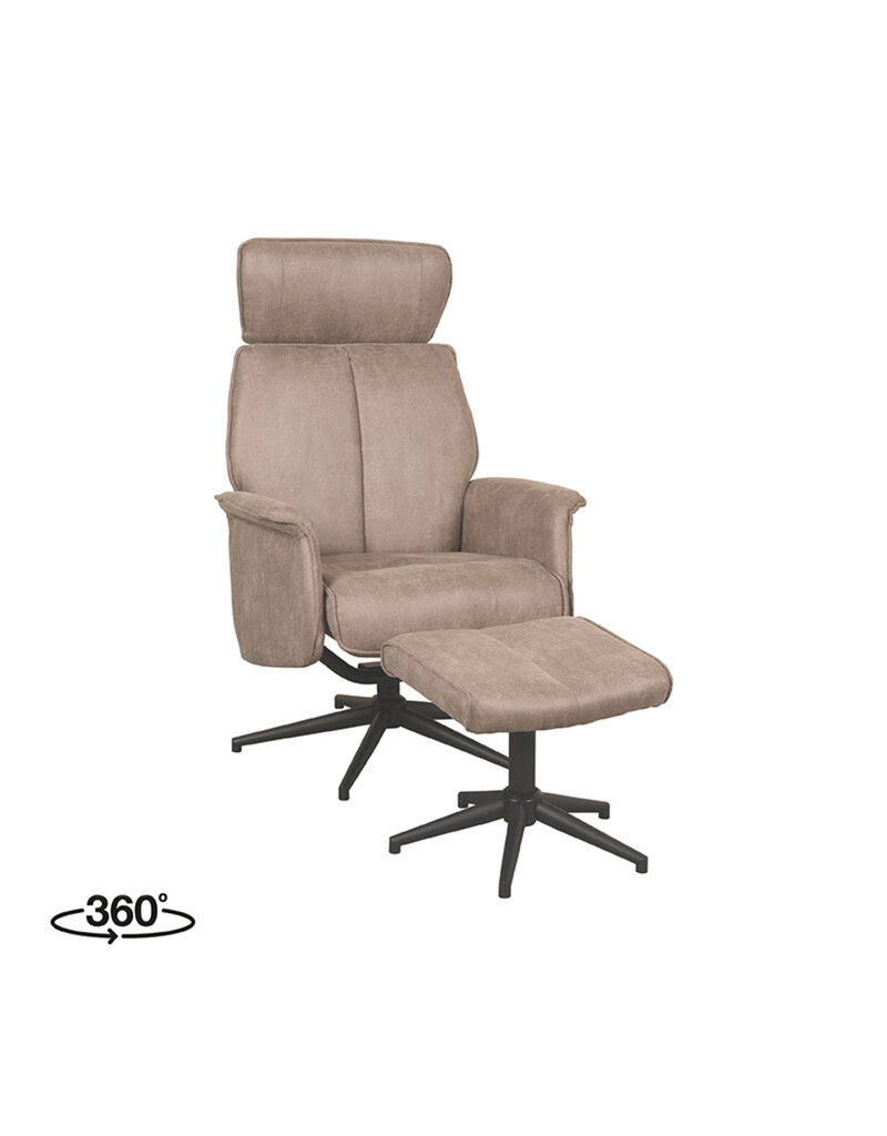 Damn LABEL51 Fauteuil Verdal - Roze - Kunstleder - Incl. Hocker