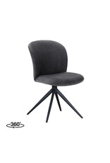 Damn LABEL51 Eetkamerstoel Kimo - Antraciet - Velvet - Zwart Metalen Frame