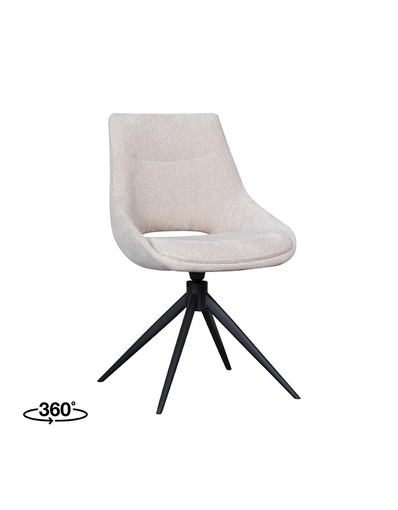 Damn LABEL51 Eetkamerstoel Marlow - Naturel - Chenille - Zwart Metalen Frame