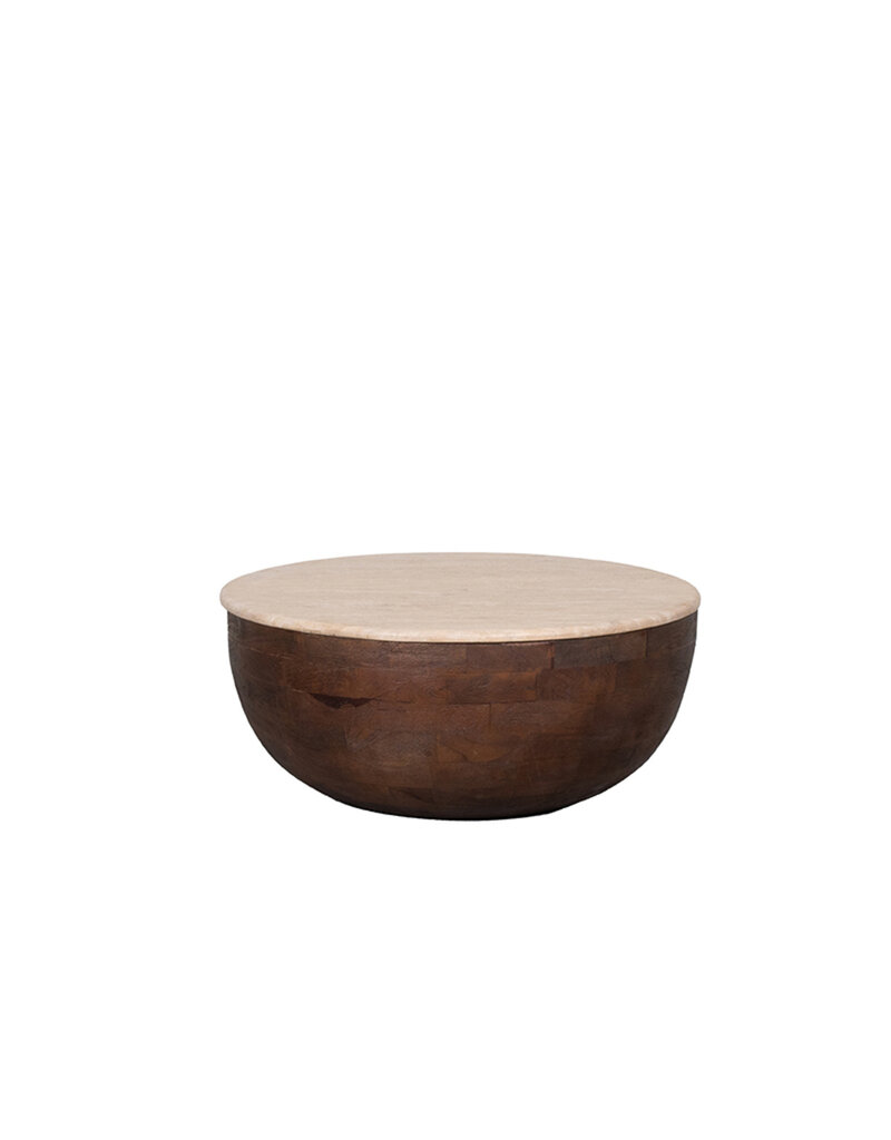 Damn LABEL51 Salontafel Bowl - Espresso - Travertin - 70 cm - Rond