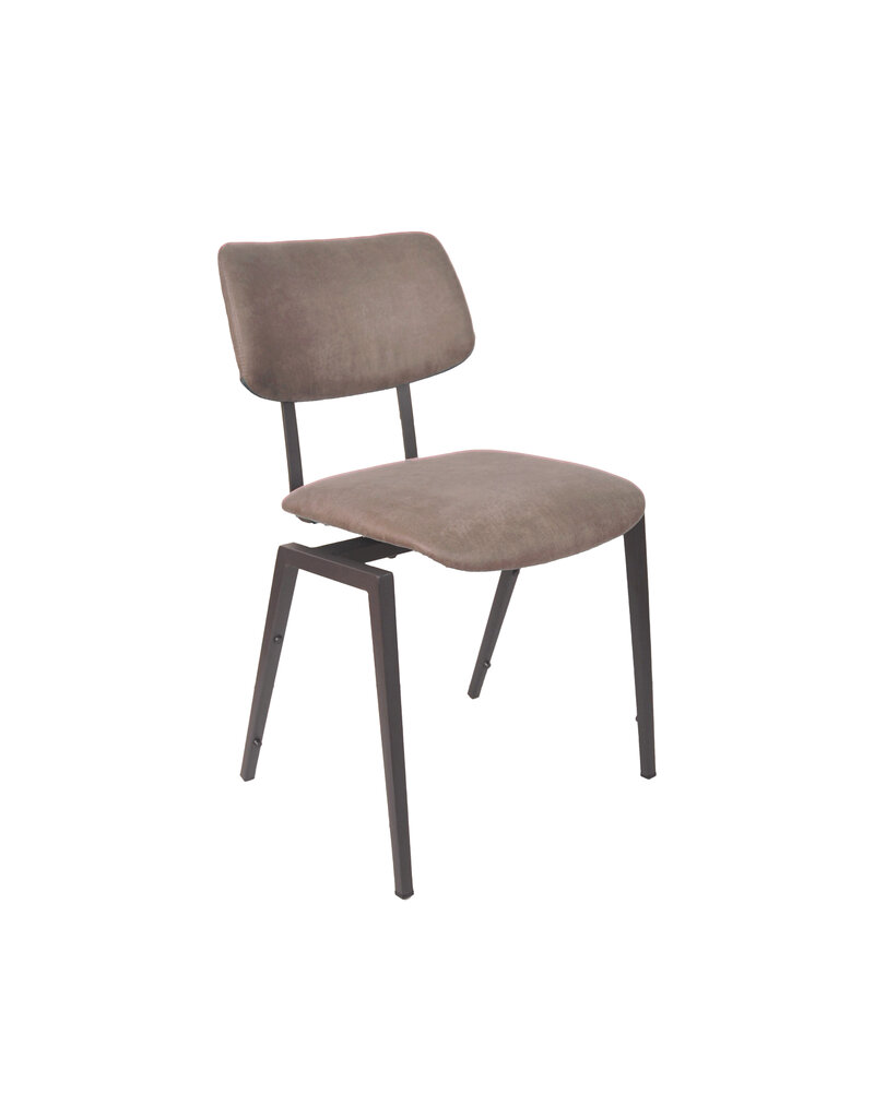 Damn LABEL51 Eetkamerstoel Stapelbaar - Taupe - Micro Suede - Zwart Metalen Frame