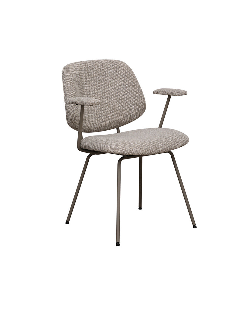 Damn LABEL51 Eetkamerstoel Loreto - Naturel - Royal Boucle - Taupe Metalen Frame