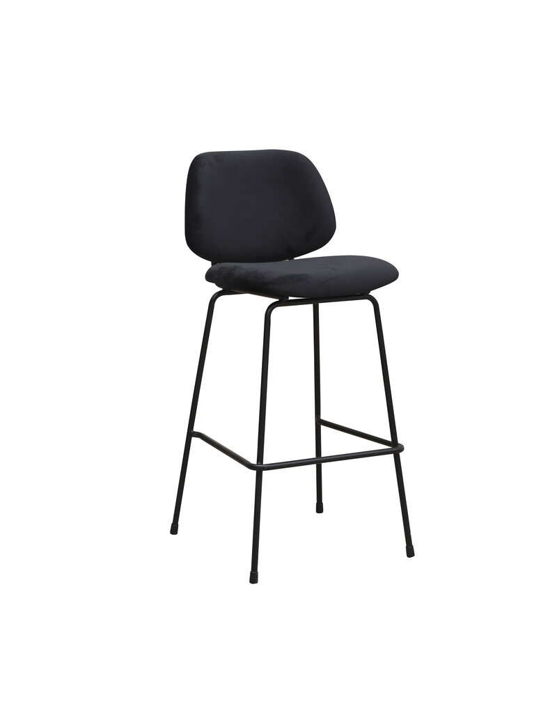 Damn LABEL51 Barkruk Bello - Zwart - Fluweel - Hoog