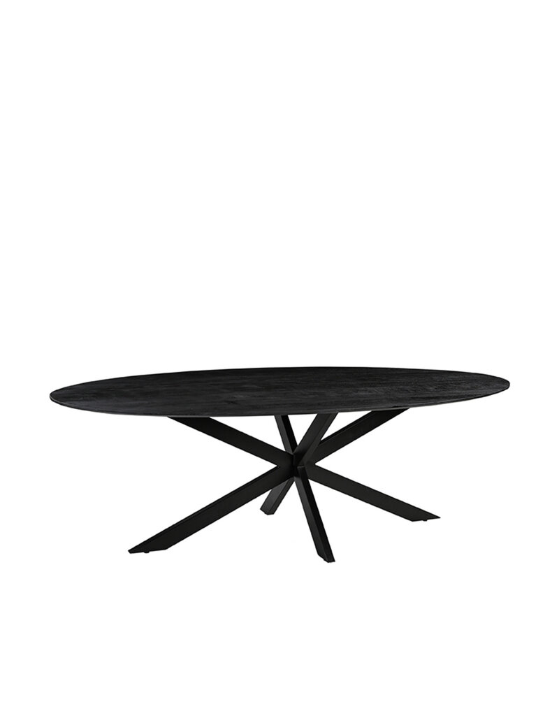 LABEL51 Eetkamertafel James - Zwart - Mangohout - 240 cm - Ovaal