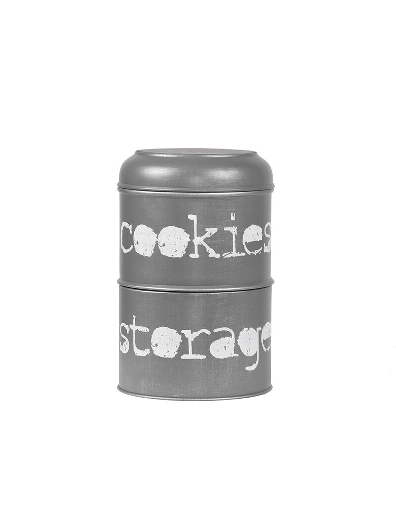LABEL51 LABEL51 Opbergblik - Antiek grijs - Metaal - 17x17x27 cm