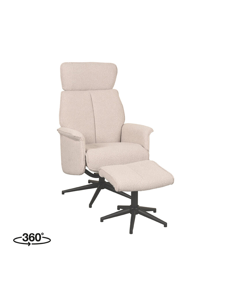 LABEL51 LABEL51 Fauteuil Verdal - Naturel - Boucle - Incl. Hocker