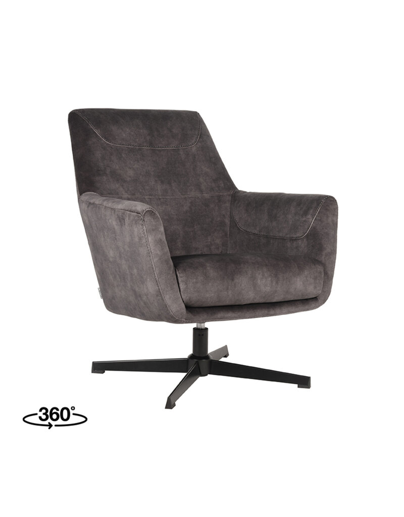 LABEL51 LABEL51 Fauteuil Toby - Antraciet - Velours