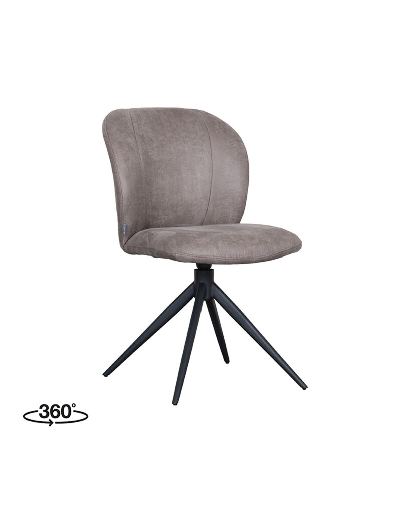 LABEL51 LABEL51 Eetkamerstoel Kimo - Taupe - Micro Suede - Zwart Onderstel