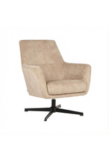 Damn LABEL51 Fauteuil Toby - Naturel - Fluweel - Zwart Metalen Frame