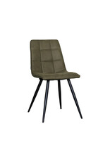 Damn LABEL51 Eetkamerstoel Bistro - Moss - Kunstleder - Zwart Metalen Frame