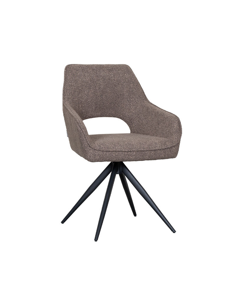 Damn LABEL51 Eetkamerstoel Finley - Bruin - Boucle - Zwart Metalen Frame