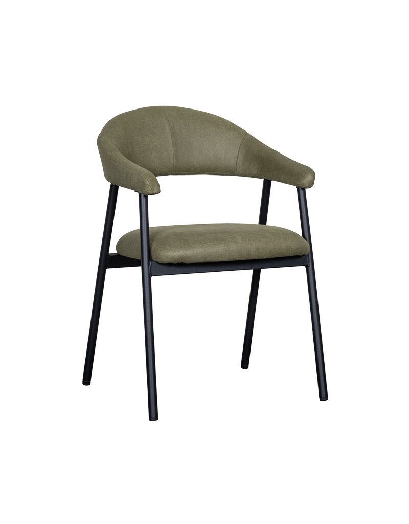 Damn LABEL51 Eetkamerstoel Amaze - Moss - Kunstleder - Zwart Metalen Frame