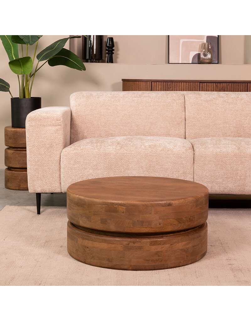 Damn LABEL51 Salontafel Milly - Nature Smooth - Mangohout - 70 cm - Rond