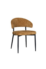 Damn LABEL51 Eetkamerstoel Bliss - Mustard - Chenille - Zwart Metalen Frame