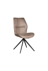 Damn LABEL51 Eetkamerstoel Comfy - Taupe - Kunstleder - Zwart Metalen Frame