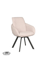 Damn LABEL51 Eetkamerstoel Beauty - Naturel - Boucle - Zwart Metalen Frame