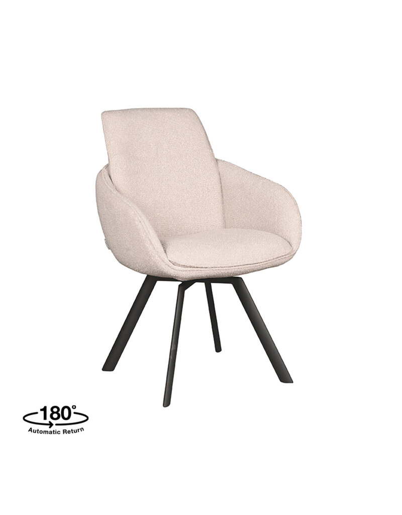 Damn LABEL51 Eetkamerstoel Beauty - Naturel - Boucle - Zwart Metalen Frame
