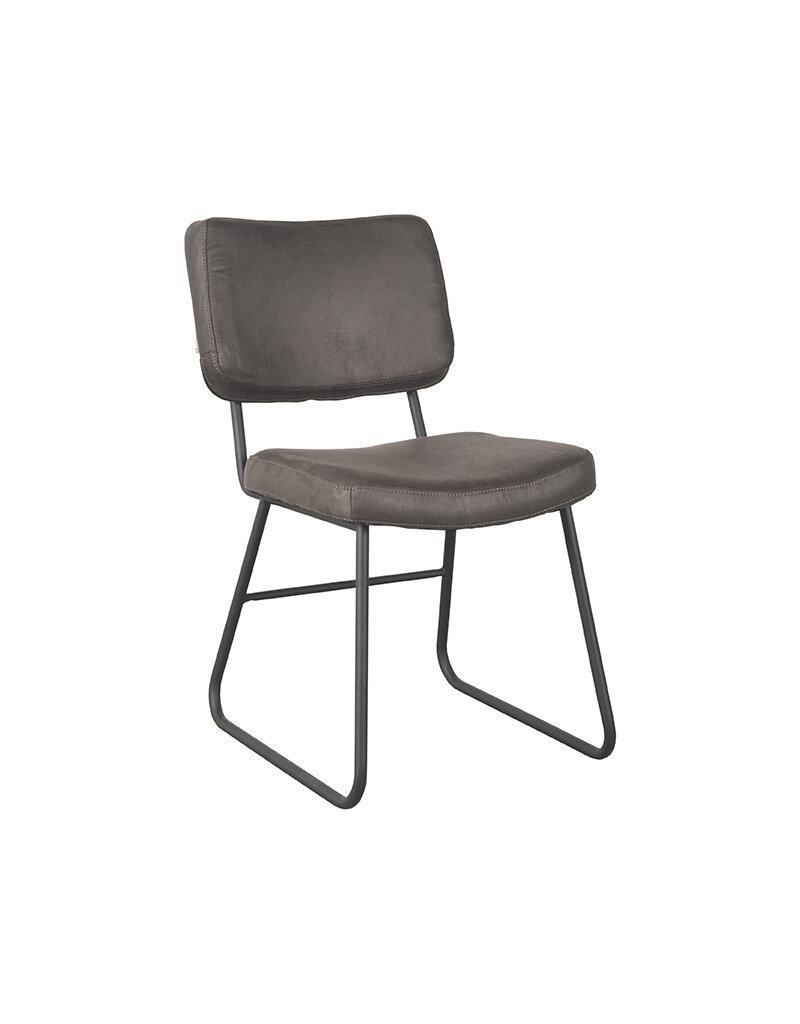 Damn LABEL51 Eetkamerstoel Noah - Antraciet - Kunstleder - Zwart Metalen Frame
