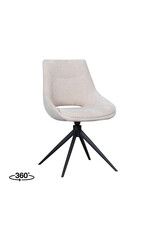 Damn LABEL51 Eetkamerstoel Marlow - Naturel - Chenille - Zwart Metalen Frame