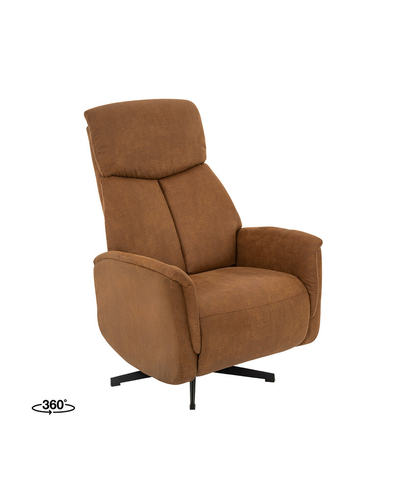 Damn LABEL51 Fauteuil Helsinki - Cognac - Micro Suede - Manueel Verstelbaar
