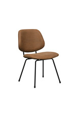 Damn LABEL51 Eetkamerstoel Bello - Cognac - Micro Suede - Zwart Metalen Frame