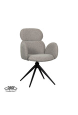 Damn LABEL51 Eetkamerstoel Vidar - Mushroom - Royal Boucle - Zwart Metalen Frame