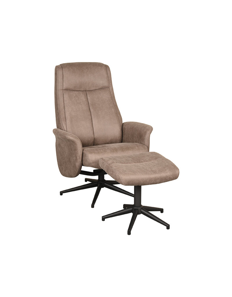 LABEL51 LABEL51 Fauteuil Bergen - Taupe - Micro Suede - Incl. Hocker