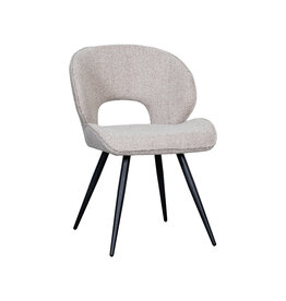 Damn LABEL51 Eetkamerstoel Sakura - Naturel - Boucle - Zwart Metalen Frame