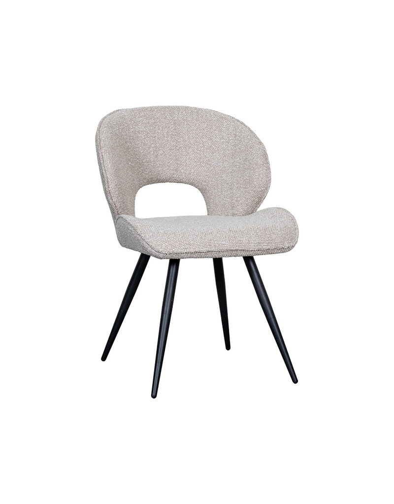 Damn LABEL51 Eetkamerstoel Sakura - Naturel - Boucle - Zwart Metalen Frame