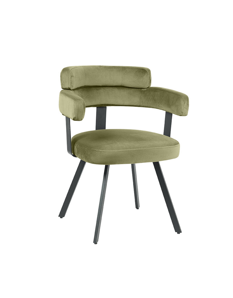 Damn LABEL51 Eetkamerstoel Bardio - Hunter - Velvet - Zwart Metalen Frame