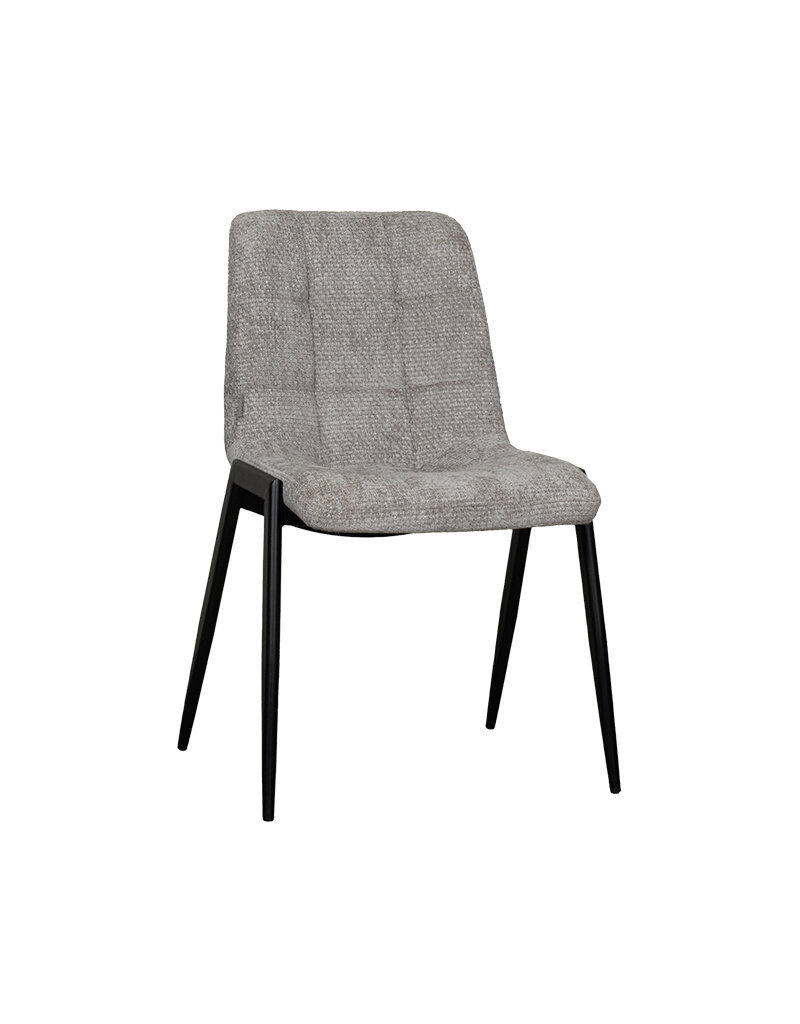Damn LABEL51 Eetkamerstoel Noor - Stone - Chenille - Zwart Metalen Frame