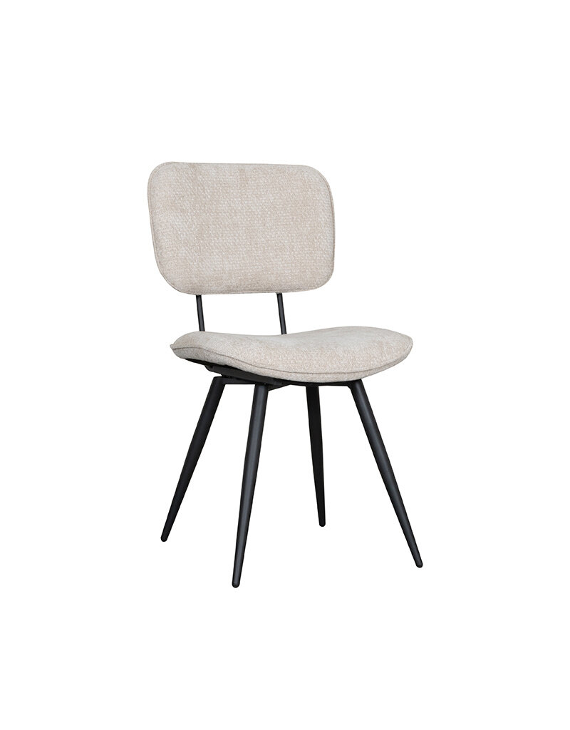 Damn LABEL51 Eetkamerstoel Liva - Naturel - Chenille - Zwart Metalen Frame