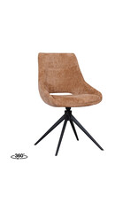 Damn LABEL51 Eetkamerstoel Marlow - Cognac - Chenille - Zwart Metalen Frame
