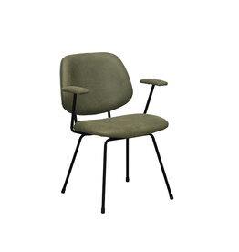 Damn LABEL51 Eetkamerstoel Rivano - Moss - Micro Suede - Zwart Metalen Frame