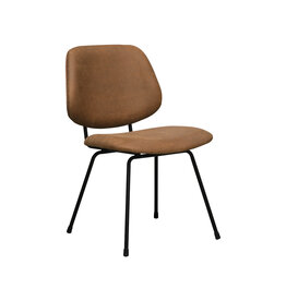 Damn LABEL51 Eetkamerstoel Bello - Cognac - Micro Suede - Zwart Metalen Frame