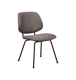 Damn LABEL51 Eetkamerstoel Bello - Taupe - Micro Suede - Zwart Metalen Frame