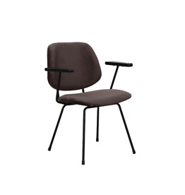 Damn LABEL51 Eetkamerstoel Gastron - Taupe - Fluweel - Zwart Metalen Frame