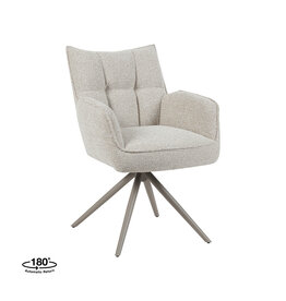 Damn LABEL51 Eetkamerstoel Amalfi - Naturel - Royal Boucle - Taupe Metalen Frame