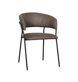 Damn LABEL51 Eetkamerstoel Luuk - Taupe - Micro Suede - Zwart Metalen Frame