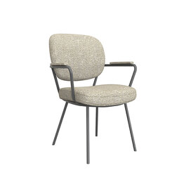 Damn LABEL51 Eetkamerstoel Lausanne - Naturel - Royal Boucle - Zwart Metalen Frame
