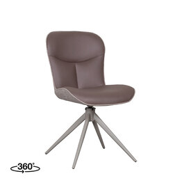 Damn LABEL51 Eetkamerstoel Thorben - Bruin - Microvezel - Taupe Metalen Frame