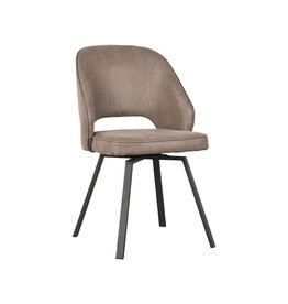 Damn LABEL51 Eetkamerstoel Lewis - Taupe - Micro Suede - Zwart Metalen Frame