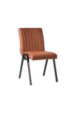 Damn LABEL51 Eetkamerstoel Matz - Cognac - Microvezel - Zwart Metalen Frame