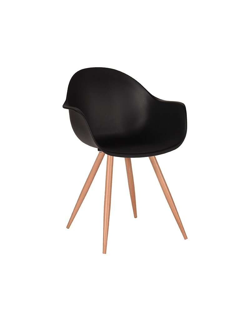 Damn LABEL51 Eetkamerstoel Parma - Zwart - PP - Naturel Houtlook Frame