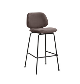 Damn LABEL51 Barkruk Bello - Taupe - Fluweel - Hoog