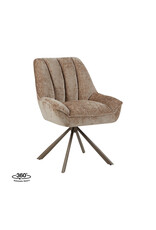Damn LABEL51 Eetkamerstoel Reims - Taupe - Chenille - Brons Metalen Frame