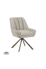 Damn LABEL51 Eetkamerstoel Reims - Naturel - Chenille - Brons Metalen Frame